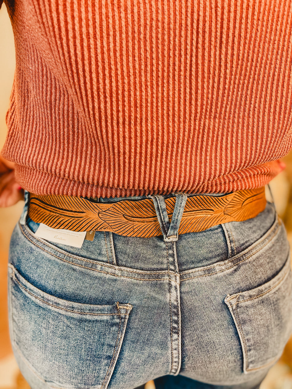 American Darling Leather Tooled Leaf Belt - Lace and Grace Boutique