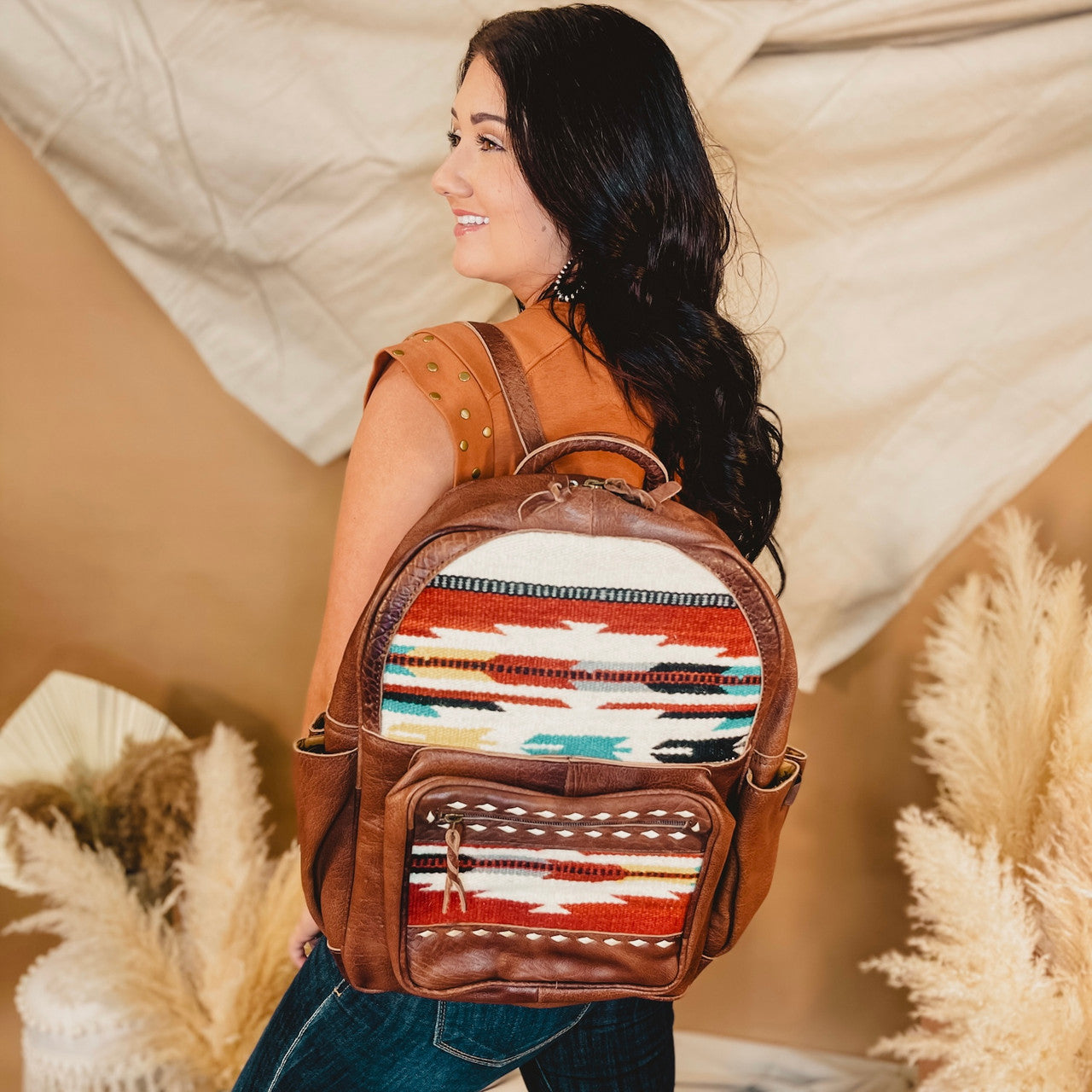 American Darling Saddle Blanket Backpack - Rust - Lace and Grace Boutique