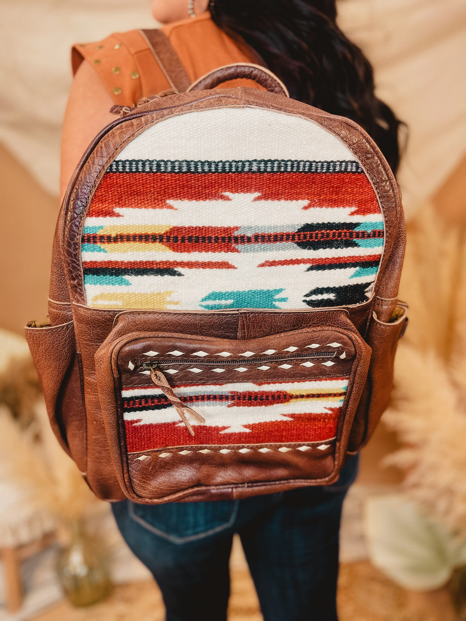 American Darling Saddle Blanket Backpack - Rust - Lace and Grace Boutique