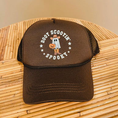 Boot Scootin’ Spooky Trucker Hat - Brown - Lace and Grace Boutique