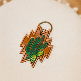 American Darling Aztec Tooled Cactus Keychain - Lace and Grace Boutique