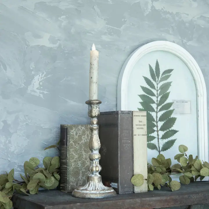 Aged Taper Candlestick 9.5"