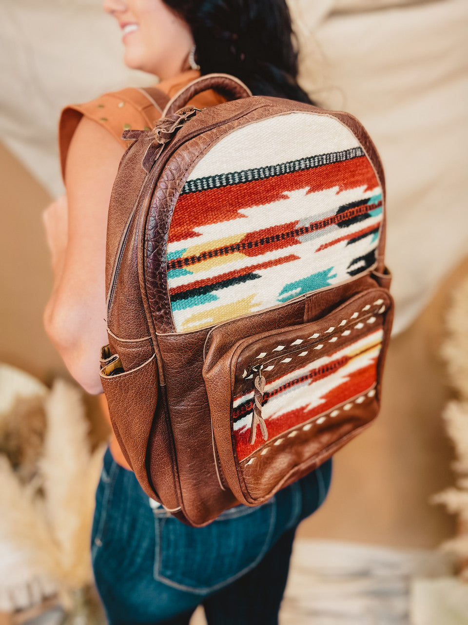 American Darling Saddle Blanket Backpack - Rust - Lace and Grace Boutique