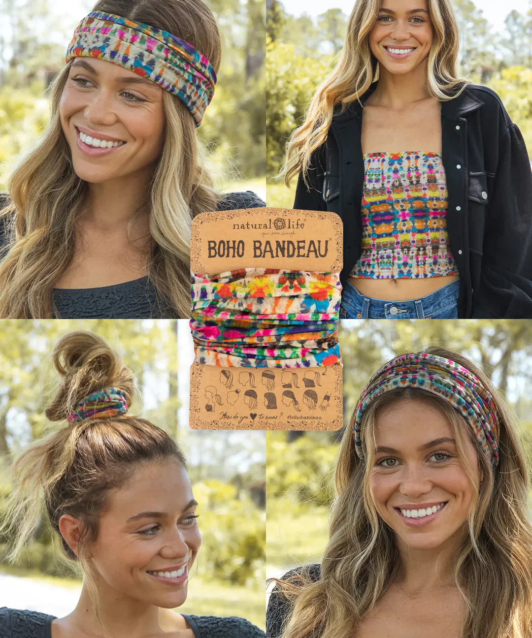 Boho Bandeau by Natural Life - Fuchsia Marigold Tie-Dye - Lace and Grace Boutique