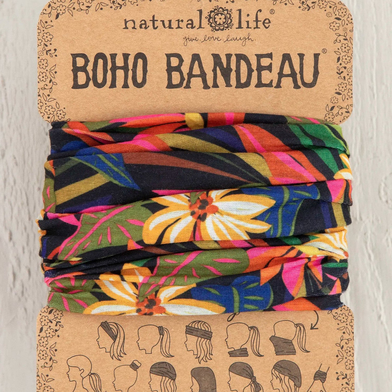 Boho Bandeau by Natural Life - Black Tropical - Lace and Grace Boutique