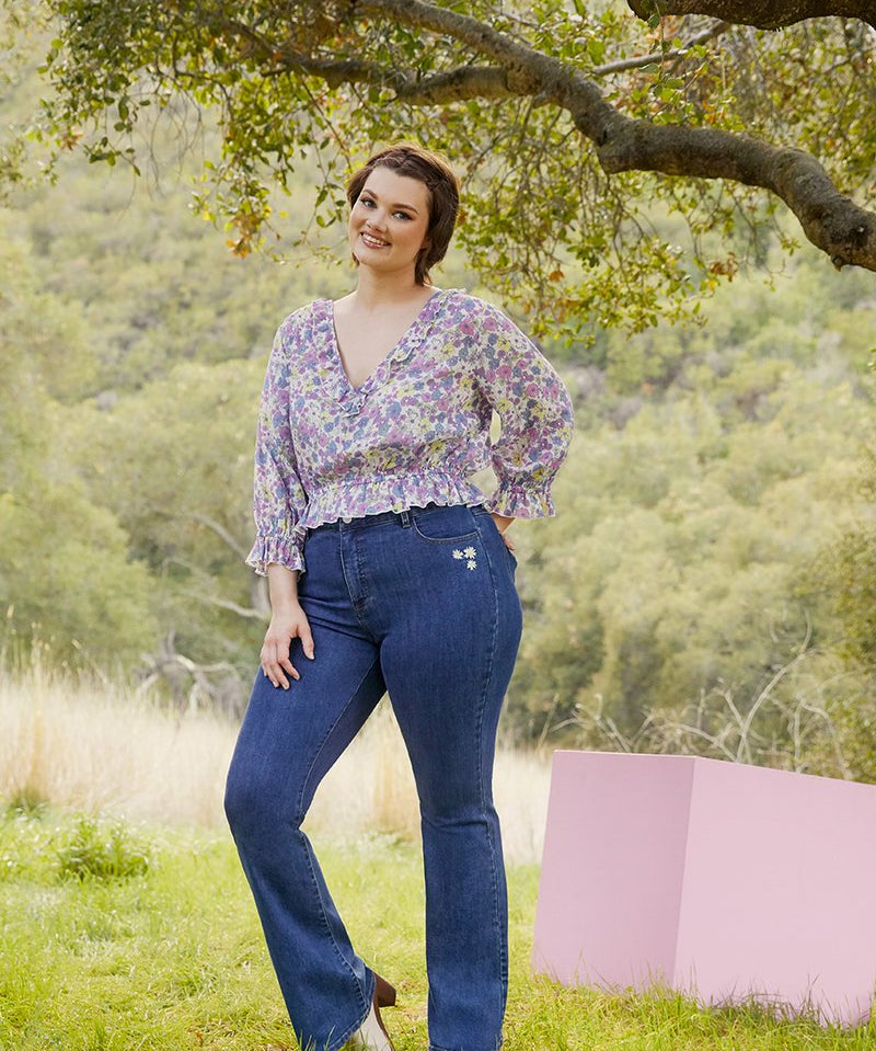 Daisies on Flared Jeans