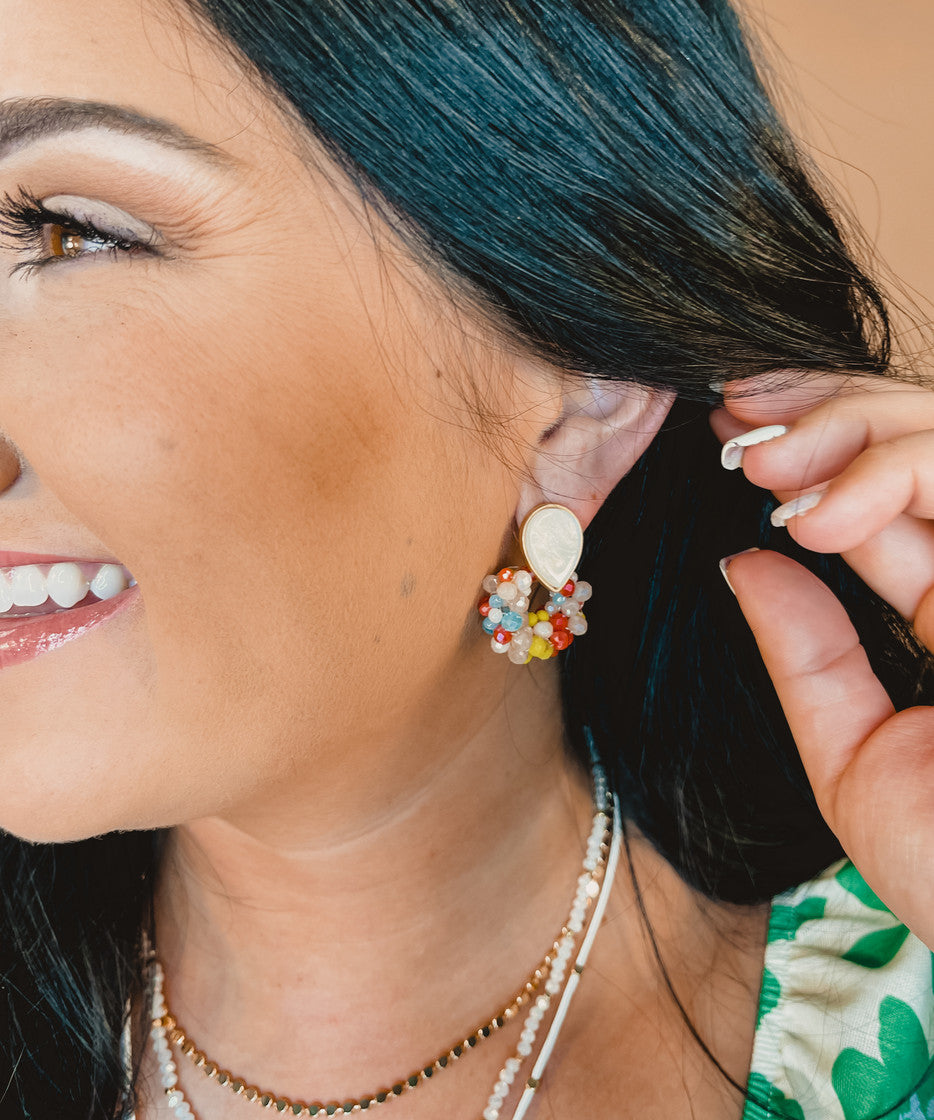 Beaded Cluster Earrings - Lace and Grace Boutique