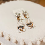 Bride Pearl Champagne Earrings - Lace and Grace Boutique