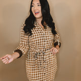 Acid Washed Plaid Dress - Burnt Rust - Lace and Grace Boutique