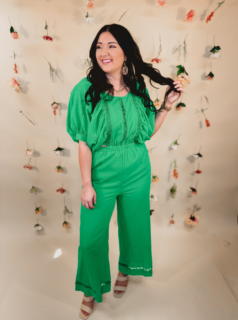 Can't Help Myself Jumpsuit - Green - Lace and Grace Boutique