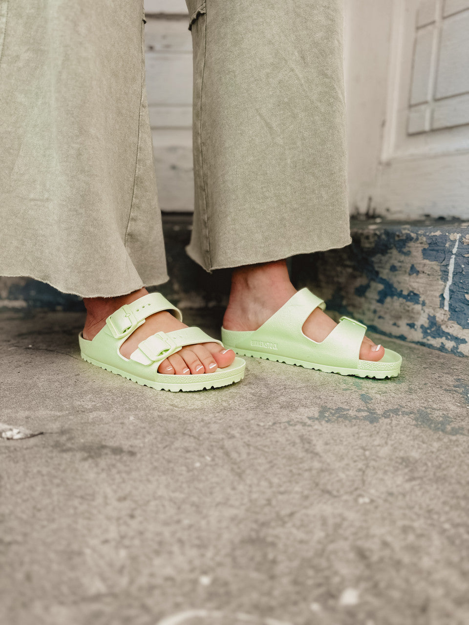 Birkenstock Arizona Essentials EVA - Faded Lime - Lace and Grace Boutique