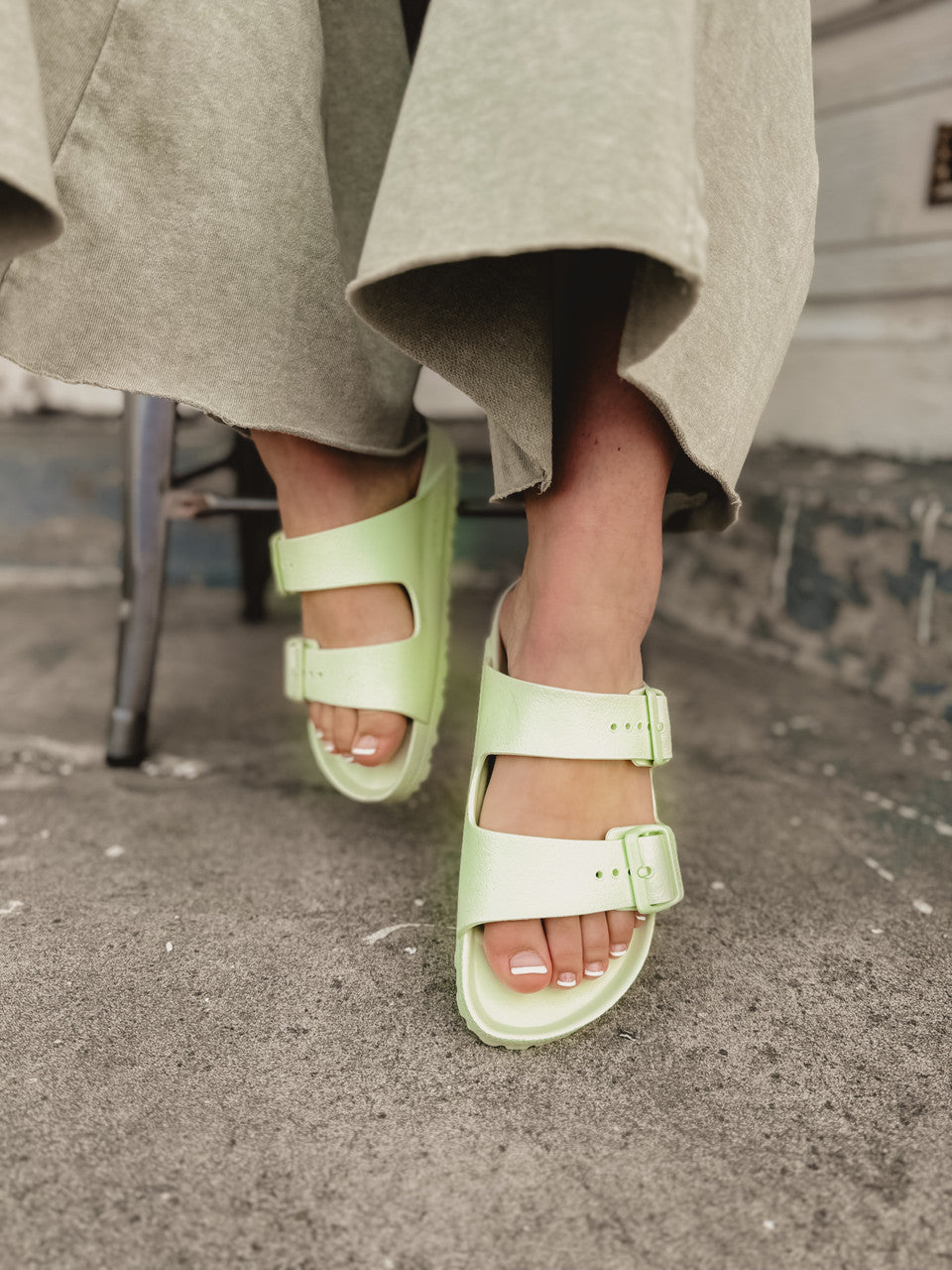 Birkenstock Arizona Essentials EVA - Faded Lime - Lace and Grace Boutique