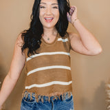 Adore Me Fringe Knit Tank - Hazelnut - Lace and Grace Boutique