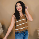 Adore Me Fringe Knit Tank - Hazelnut - Lace and Grace Boutique