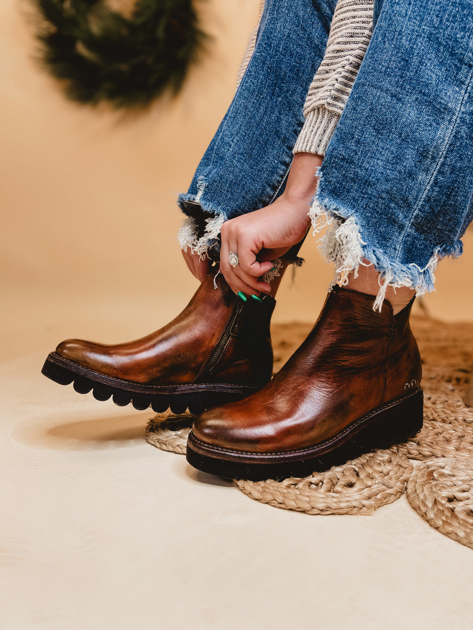 Bedstu Lydyi Wedge Bootie - Rowan Teak Multi - Lace and Grace Boutique