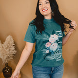 Bloom Floral Tee - Spruce - Lace and Grace Boutique