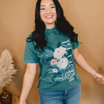 Bloom Floral Tee - Spruce - Lace and Grace Boutique