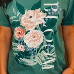 Bloom Floral Tee - Spruce - Lace and Grace Boutique