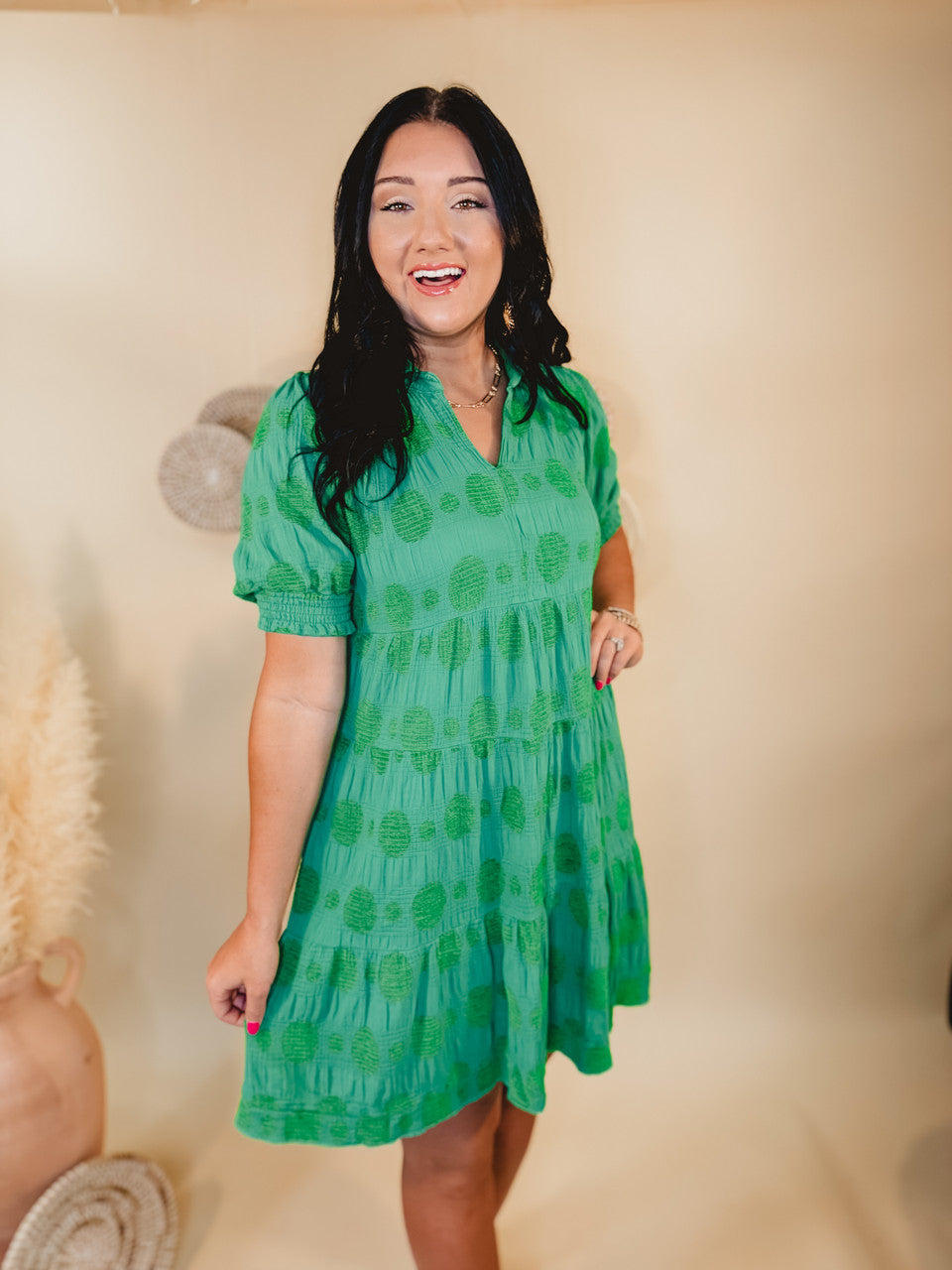 Based On Love Swiss Dot Dress - Green - Lace and Grace Boutique