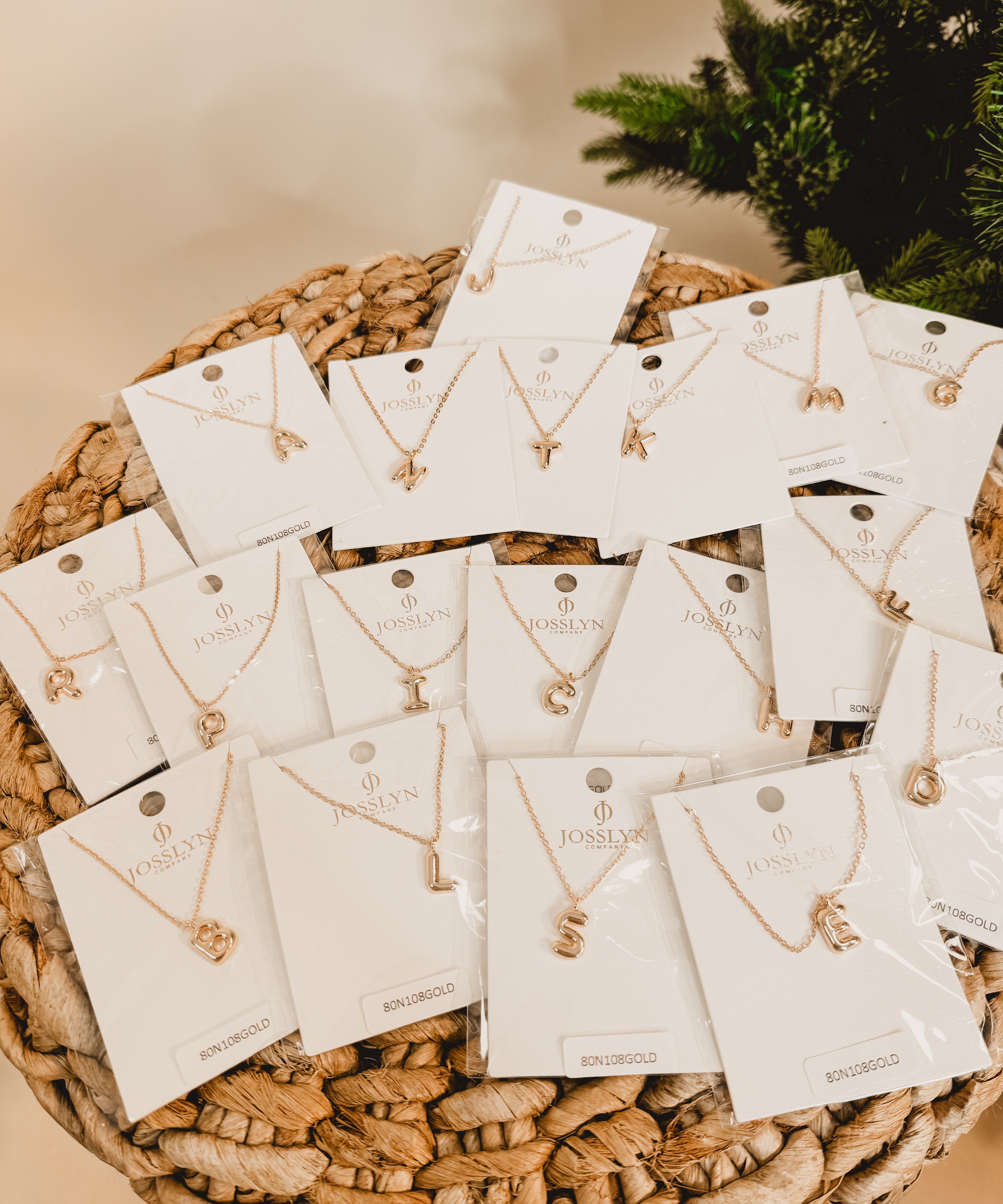 Balloon Bubble Personalized Initial Necklace - Gold