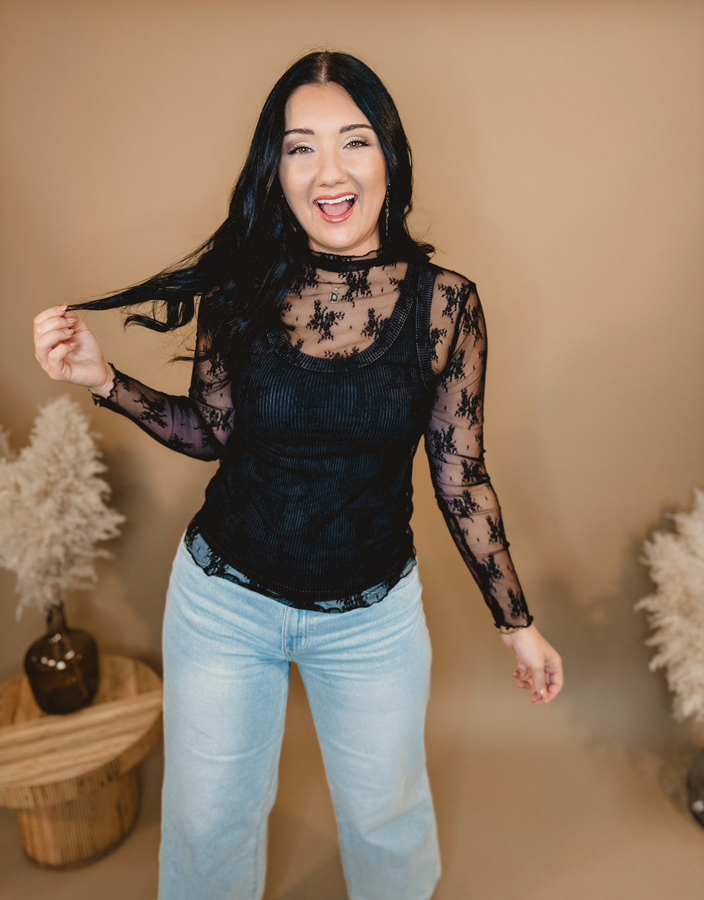 All Dressed Up Sheer Lace Top - Black - Lace and Grace Boutique