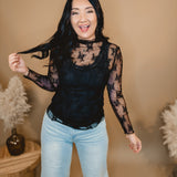 All Dressed Up Sheer Lace Top - Black - Lace and Grace Boutique