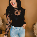 All Dressed Up Sheer Lace Top - Black - Lace and Grace Boutique