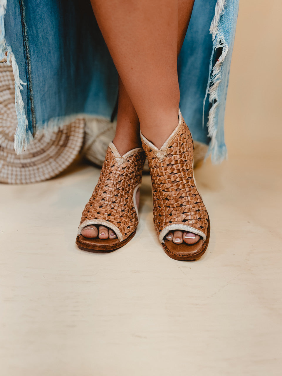 Bedstu Ransom Peep-Toe Heels - Tan Rustic Nectar Lux - Lace and Grace Boutique