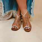 Bedstu Ransom Peep-Toe Heels - Tan Rustic Nectar Lux - Lace and Grace Boutique