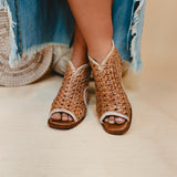 Bedstu Ransom Peep-Toe Heels - Tan Rustic Nectar Lux - Lace and Grace Boutique