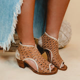 Bedstu Ransom Peep-Toe Heels - Tan Rustic Nectar Lux - Lace and Grace Boutique