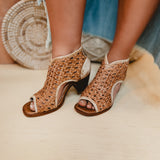 Bedstu Ransom Peep-Toe Heels - Tan Rustic Nectar Lux - Lace and Grace Boutique