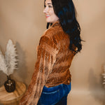 Button Up Velvet Smocked Top - Pumpkin Spice - Lace and Grace Boutique