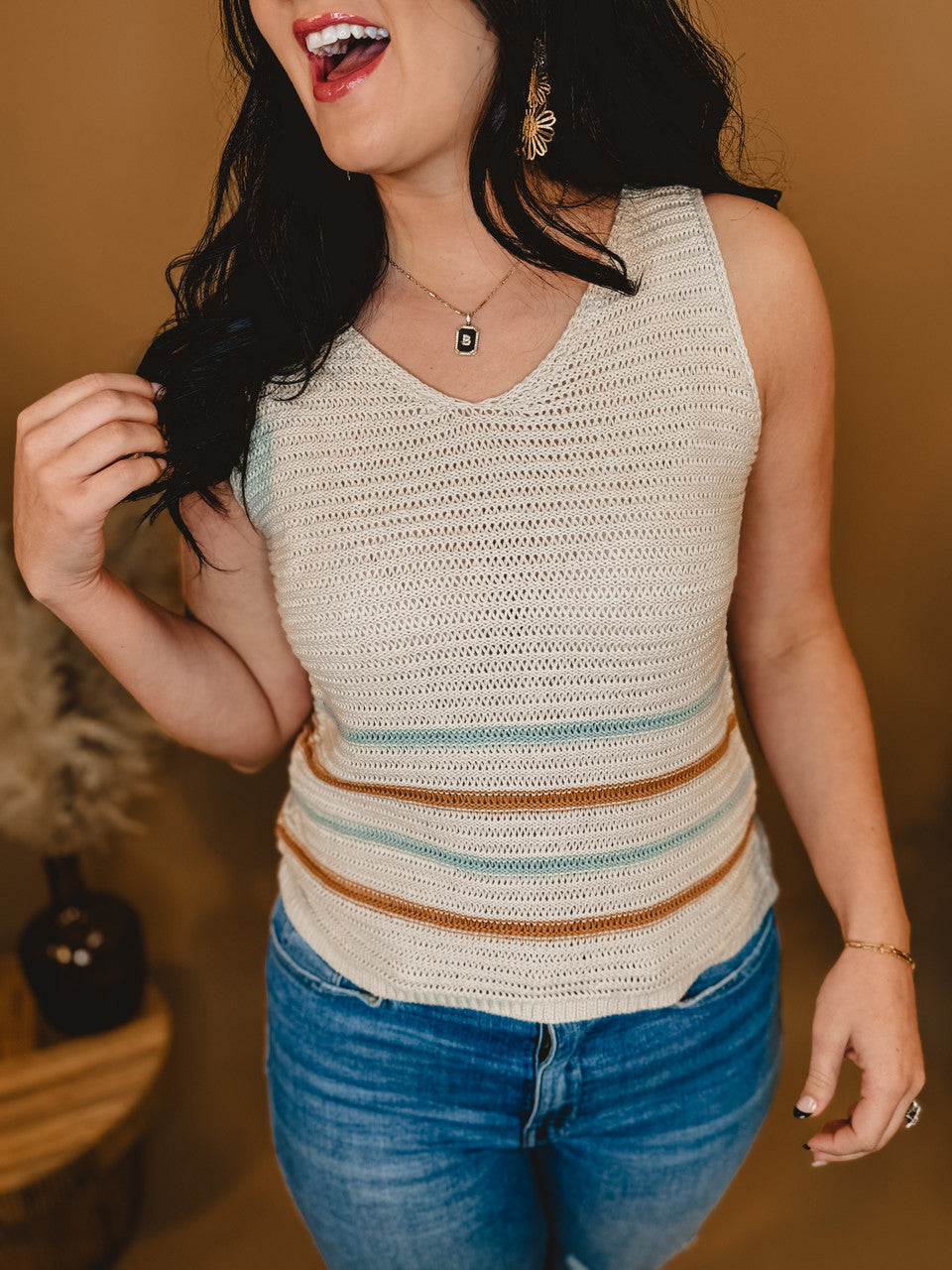 As Good As Ever Knit Sweater Tank - Shell - Lace and Grace Boutique