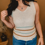 As Good As Ever Knit Sweater Tank - Shell - Lace and Grace Boutique