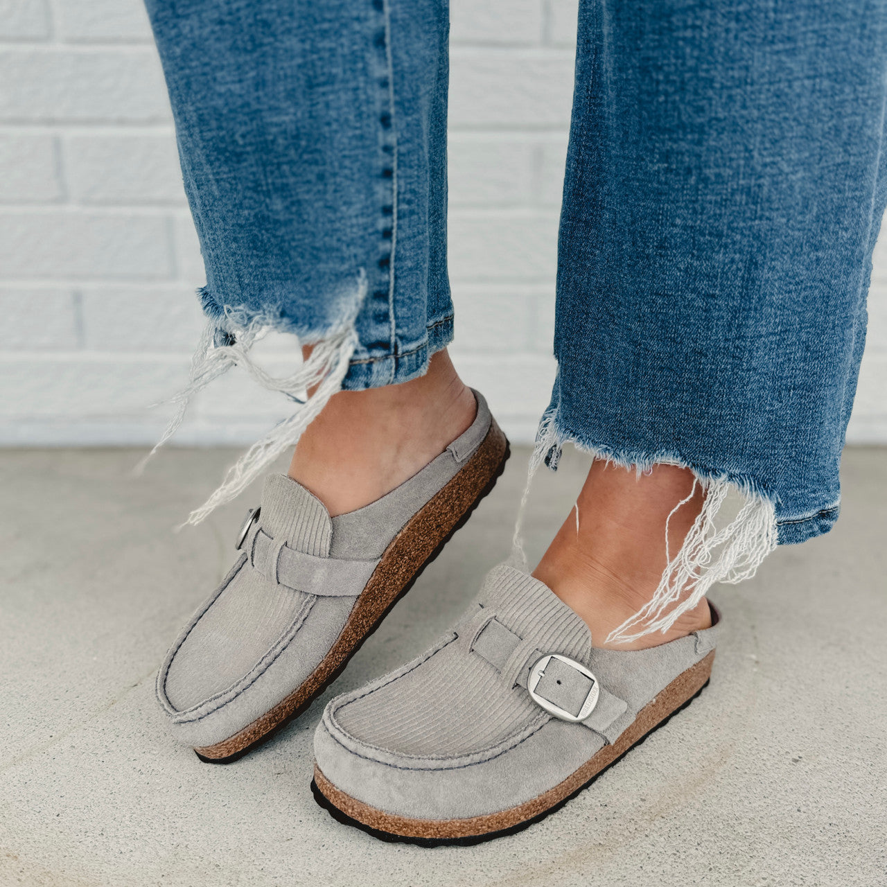 Birkenstock Buckley Suede Embossed - Corduroy Stone Coin - Lace and Grace Boutique