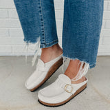 Birkenstock Buckley Suede Embossed - Corduroy Antique White - Lace and Grace Boutique