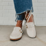 Birkenstock Buckley Suede Embossed - Corduroy Antique White - Lace and Grace Boutique