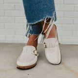 Birkenstock Buckley Suede Embossed - Corduroy Antique White - Lace and Grace Boutique