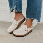Birkenstock Buckley Suede Embossed - Corduroy Antique White - Lace and Grace Boutique
