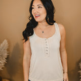 Always Been About It Thermal Tank - Almond - Lace and Grace Boutique