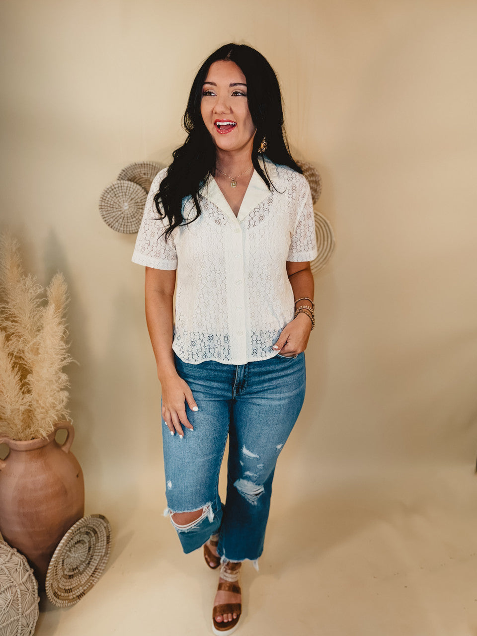 Best Of You Lace Top - Ivory - Lace and Grace Boutique