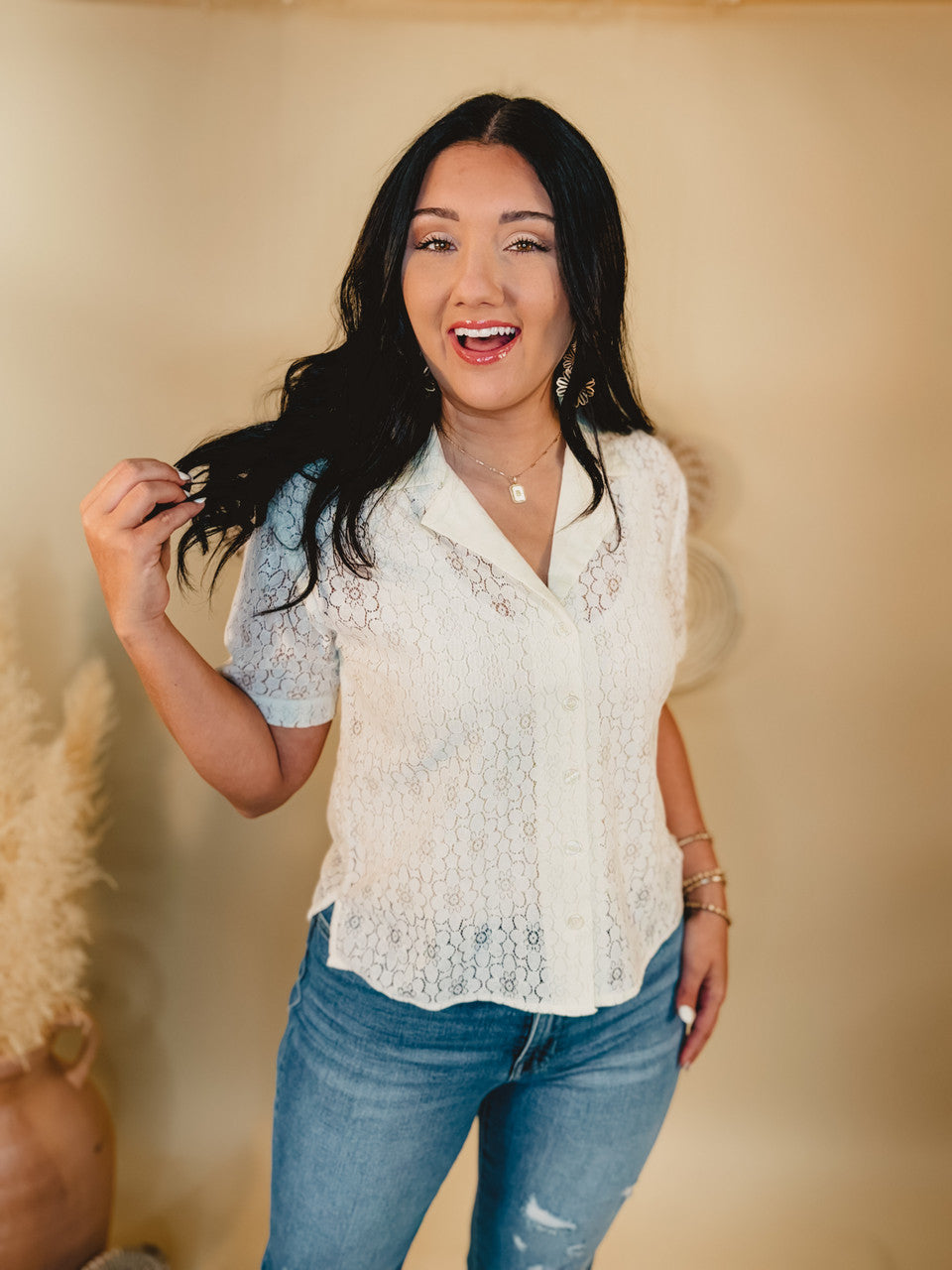 Best Of You Lace Top - Ivory - Lace and Grace Boutique
