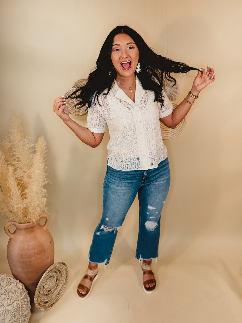 Best Of You Lace Top - Ivory - Lace and Grace Boutique