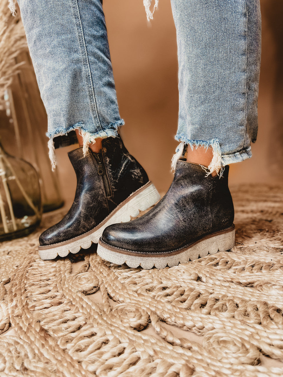 Bedstu Lydyi Wedge Bootie - Black Lux - Lace and Grace Boutique