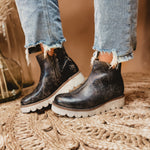 Bedstu Lydyi Wedge Bootie - Black Lux - Lace and Grace Boutique