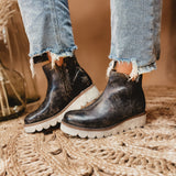 Bedstu Lydyi Wedge Bootie - Black Lux - Lace and Grace Boutique