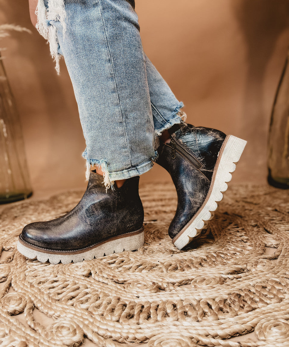 Bedstu Lydyi Wedge Bootie - Black Lux - Lace and Grace Boutique
