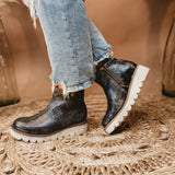 Bedstu Lydyi Wedge Bootie - Black Lux - Lace and Grace Boutique