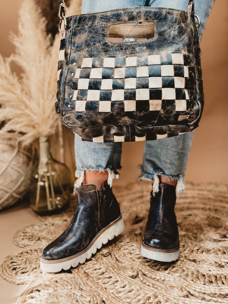 Bedstu Lydyi Wedge Bootie - Black Lux - Lace and Grace Boutique